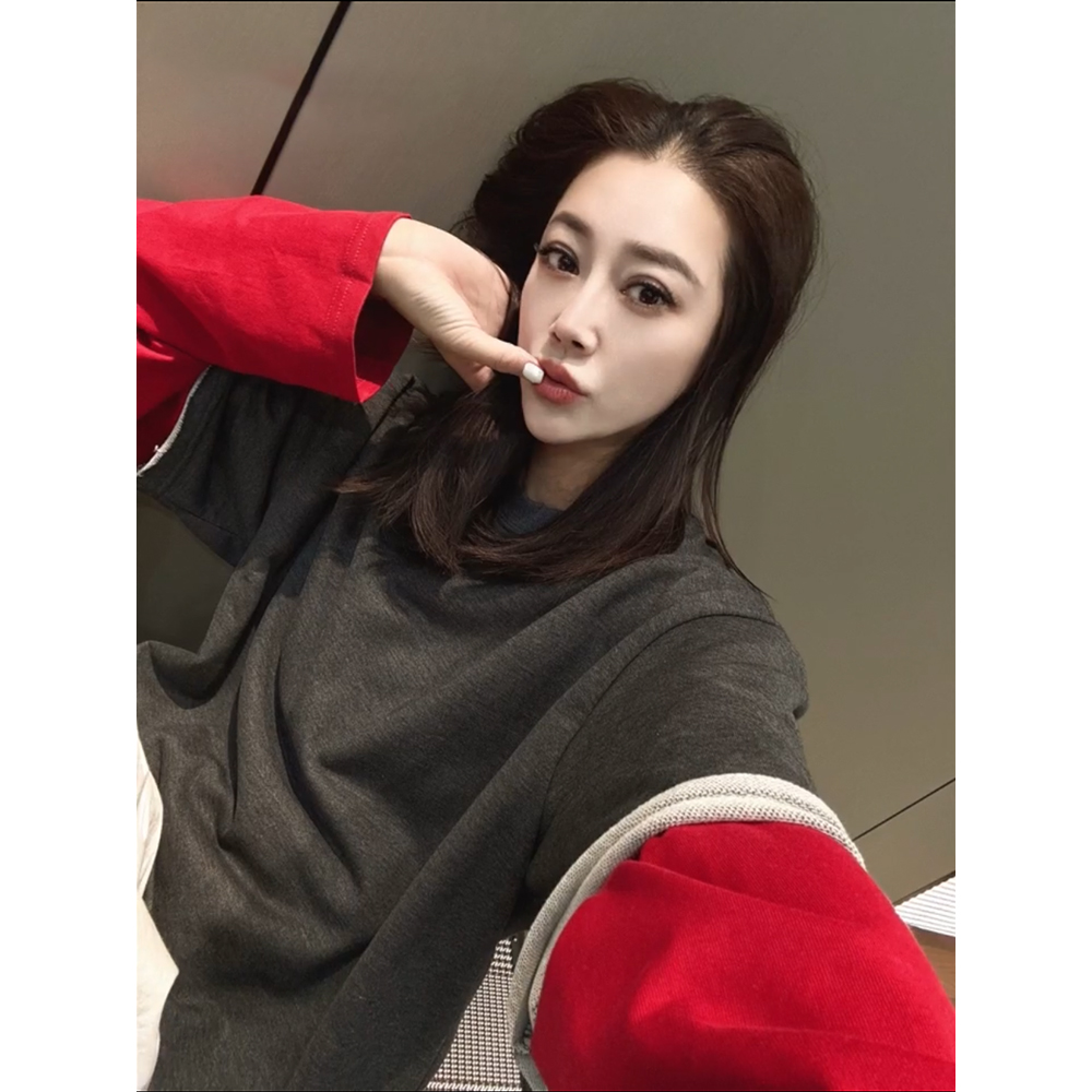 美式高街复古撞色假两件T恤女2025秋季新款时髦洋气流行时尚上衣