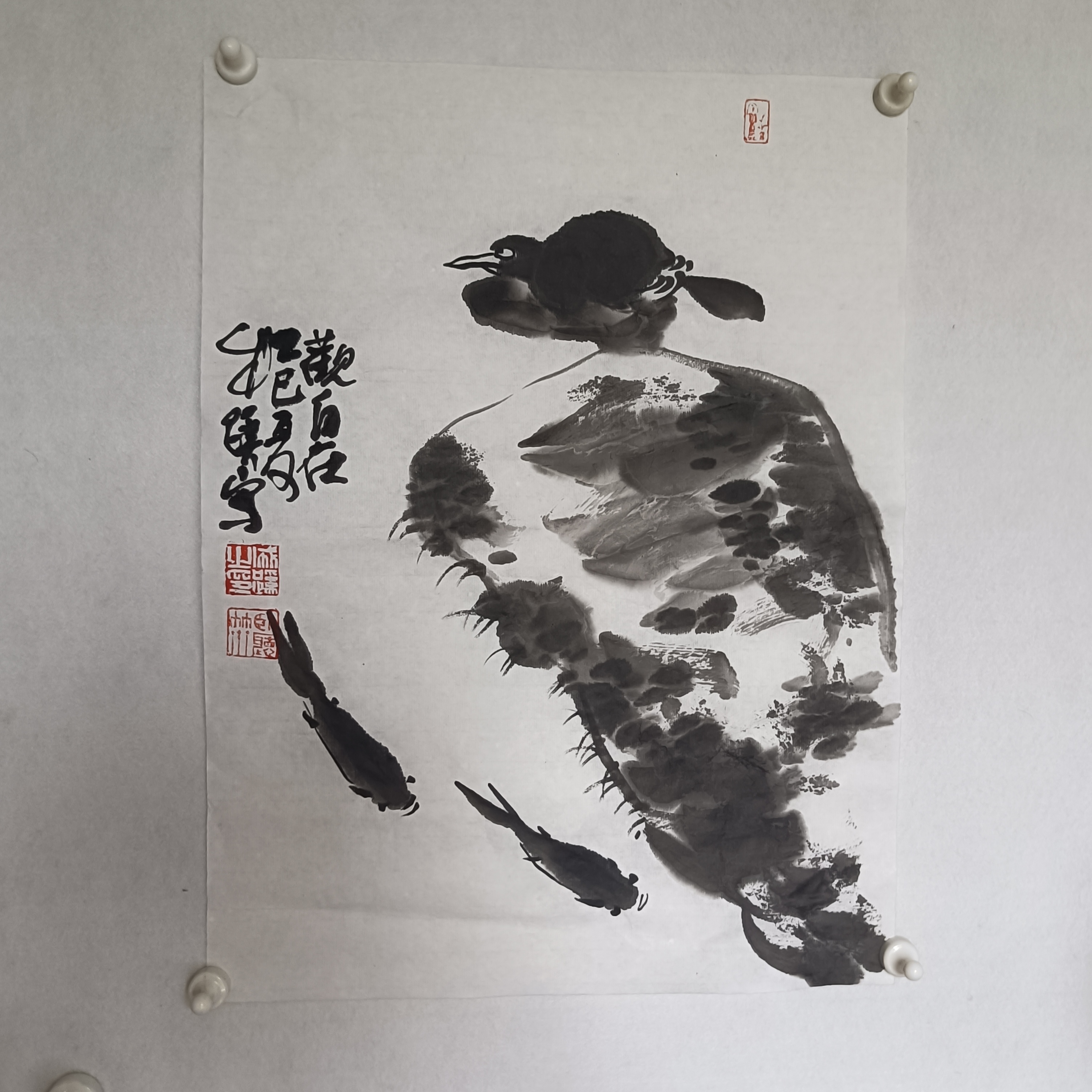 成蹊老师禅意水墨写意花鸟画34X46软片未裱精品