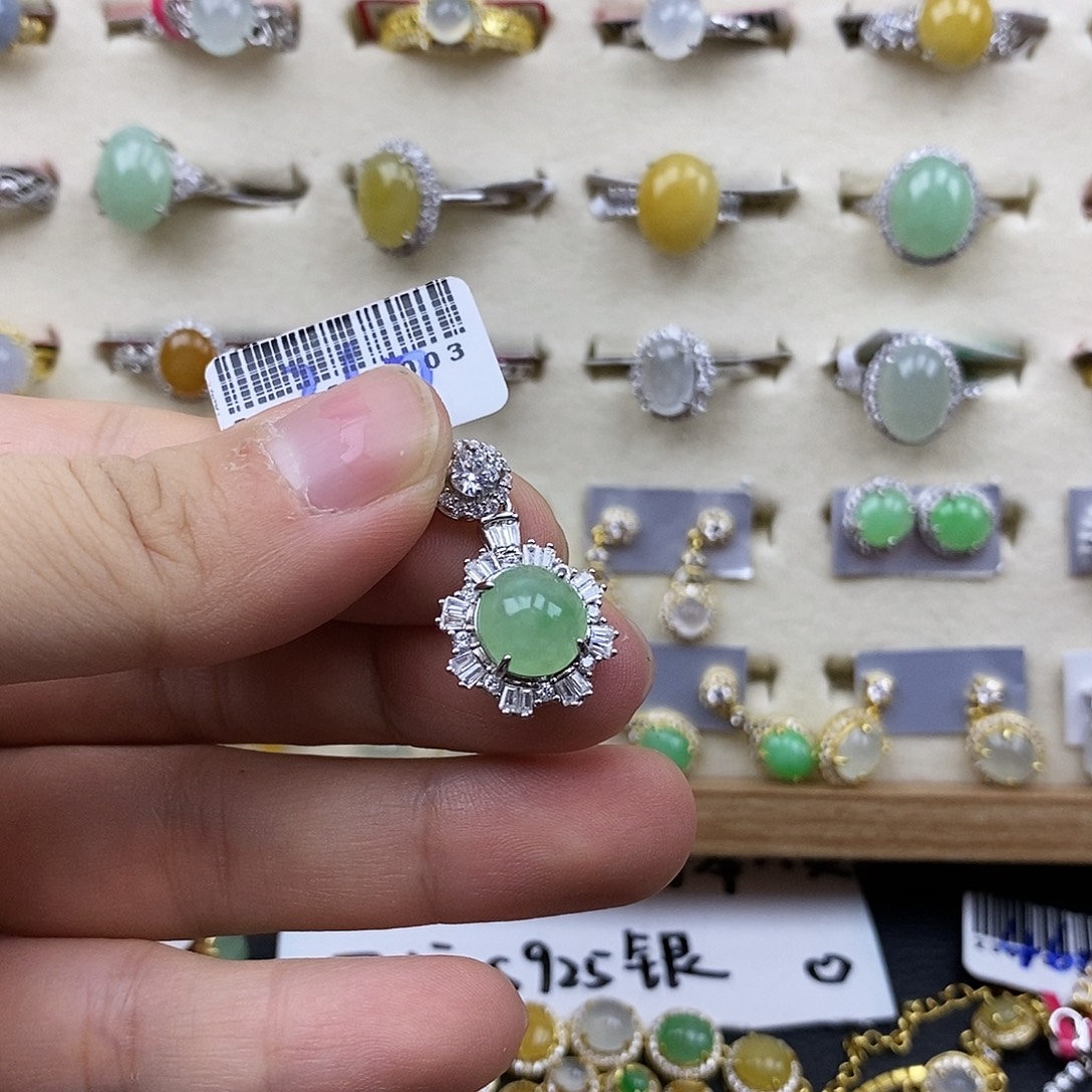 翡翠银S925镶嵌戒指