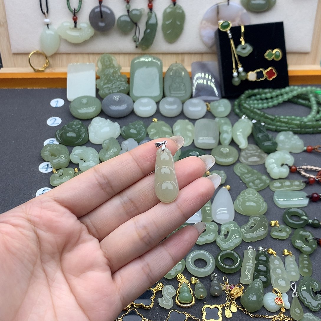 和田玉吊坠(不含链)银S925镶嵌