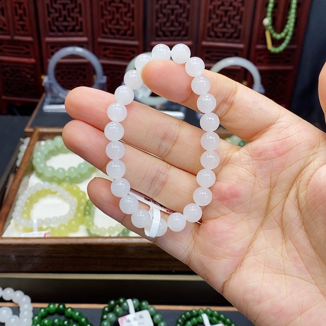 和田玉手串未镶嵌白玉8