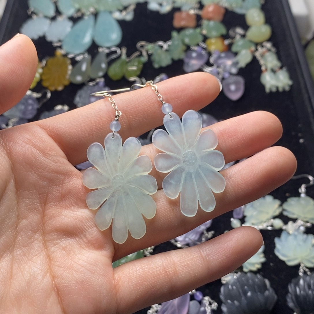 蛇纹石玉合金耳饰/颈饰