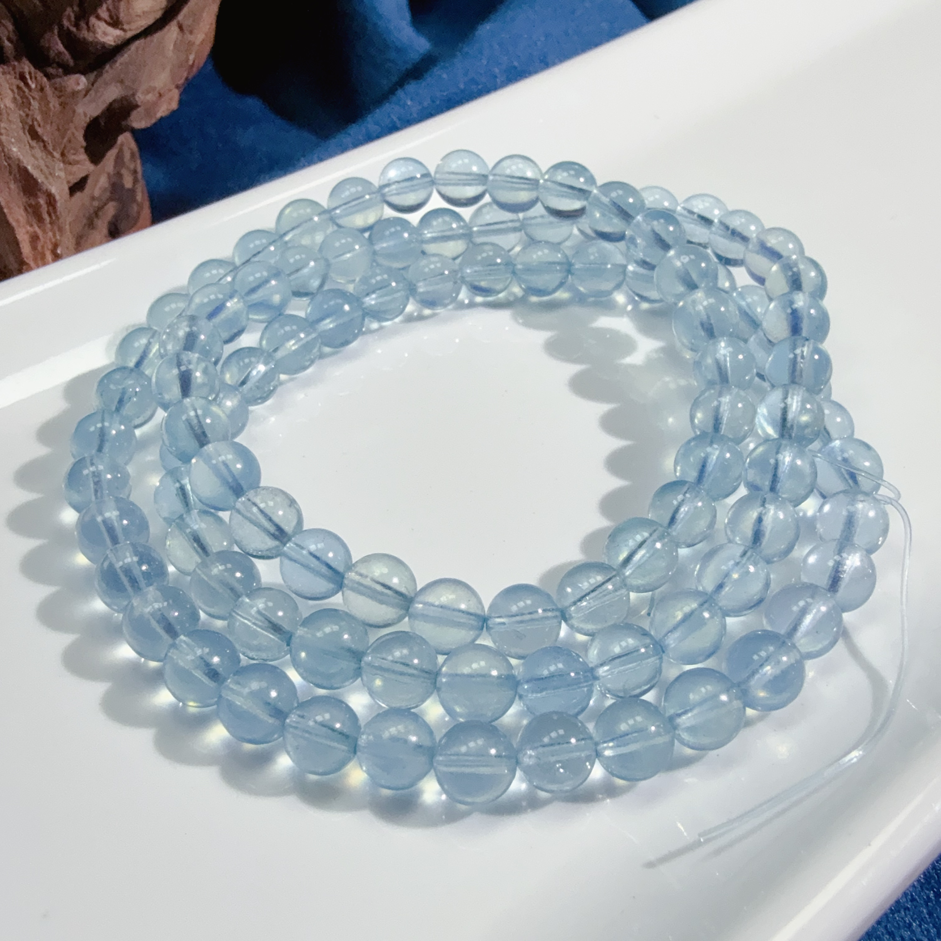 【伟伟鉴定】海蓝宝 圆珠手串 6 时尚百搭饰品