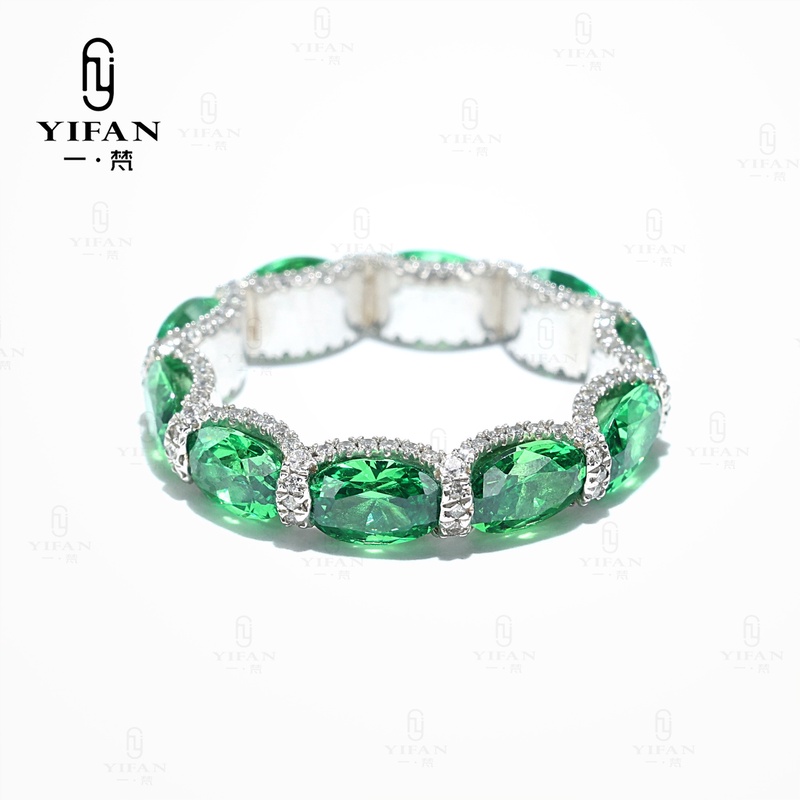 925银合成锆石戒指 1033-莎弗莱排戒女款时尚轻奢气质戒指