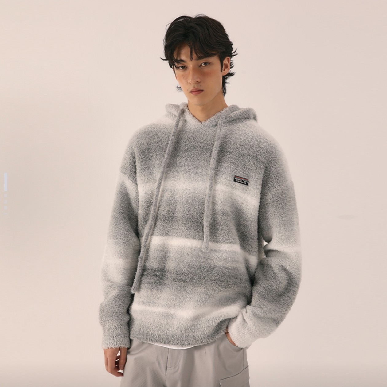 T03-121621-KBL秋冬款复古渐变泰迪绒宽松百搭连帽卫衣