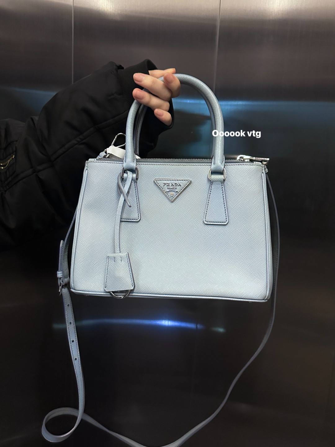95新 Prada/普拉达 CS7023 Prada普拉达 雾霾蓝色小号杀手单肩包