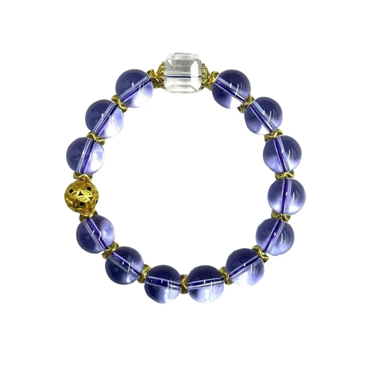 【符老板】s1470-国风设计款紫水晶DIY蓝针圆珠手串-赠礼盒