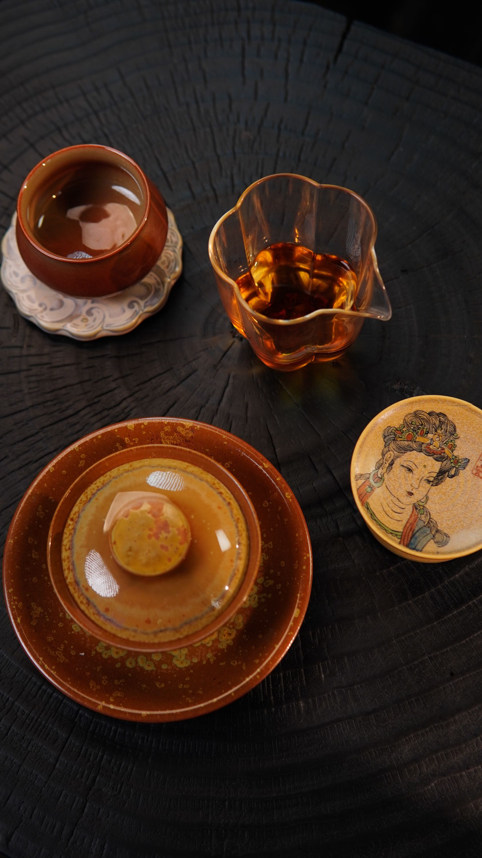 等烟雨-景德镇高温颜色釉盖碗葫芦两才主泡器高颜值纯手工泡茶器