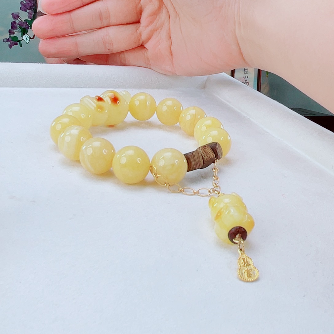 蜜蜡手链18K金镶嵌蜜蜡14.6