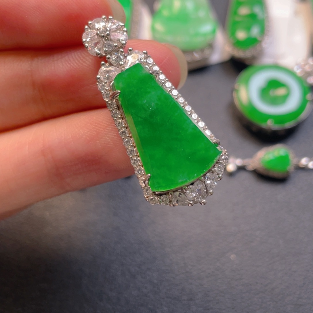 翡翠银S925镶嵌吊坠(不含链)