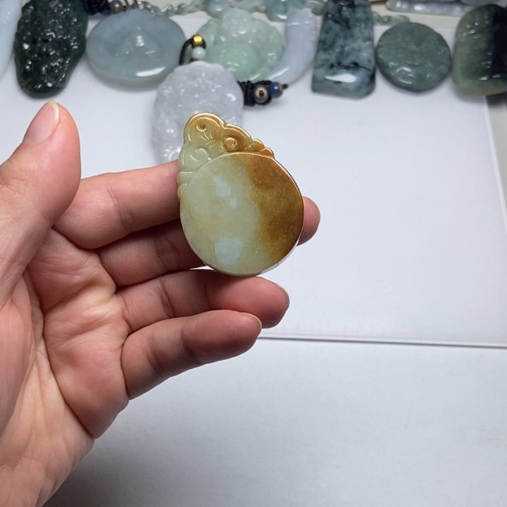 翡翠未镶嵌颈饰如意无事牌17