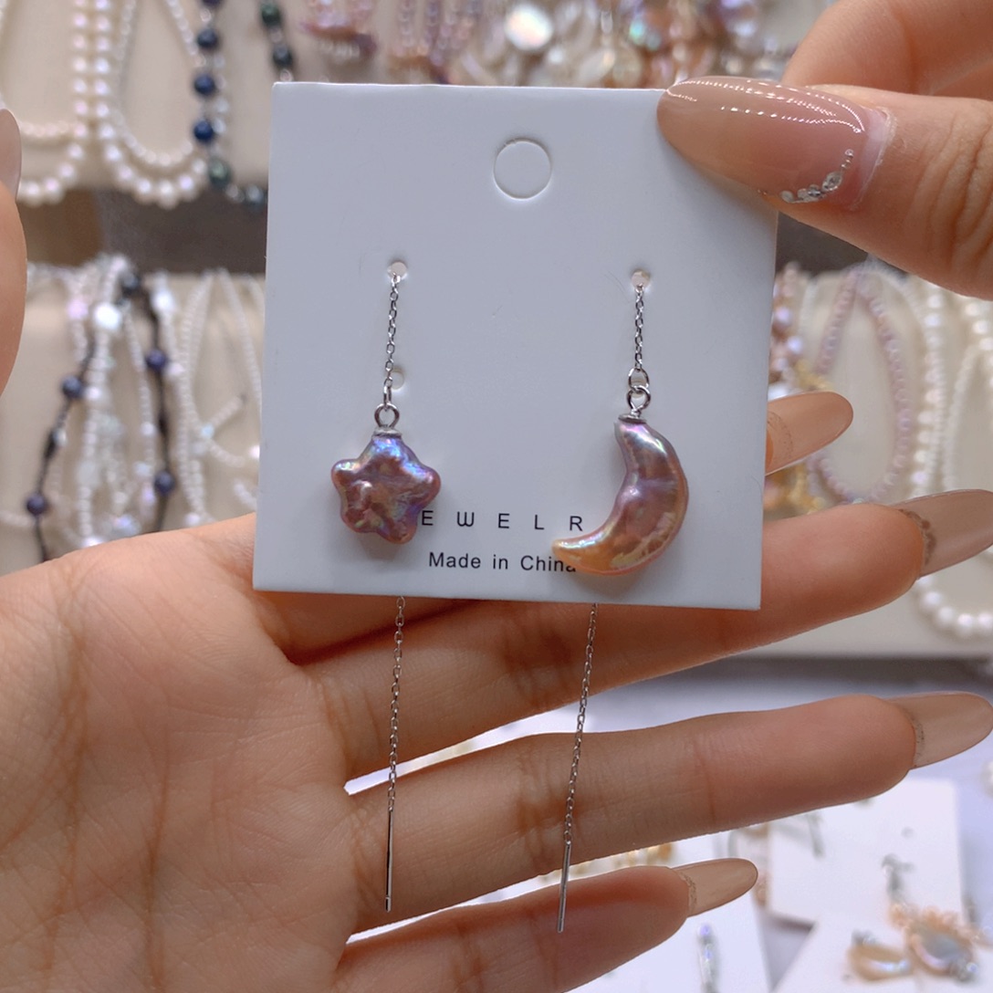 淡水珍珠耳饰银S925镶嵌