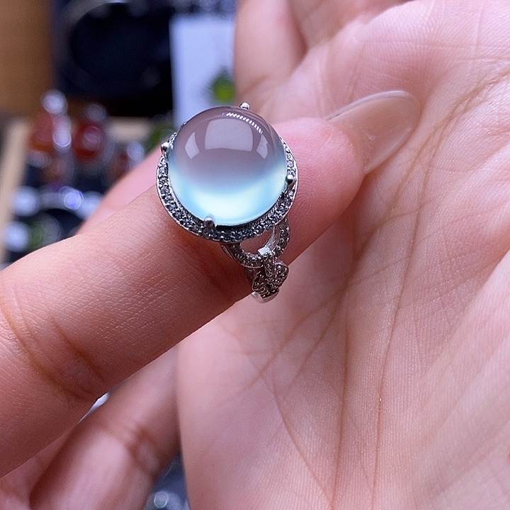 茹***今岫玉银S925镶嵌戒指戒指