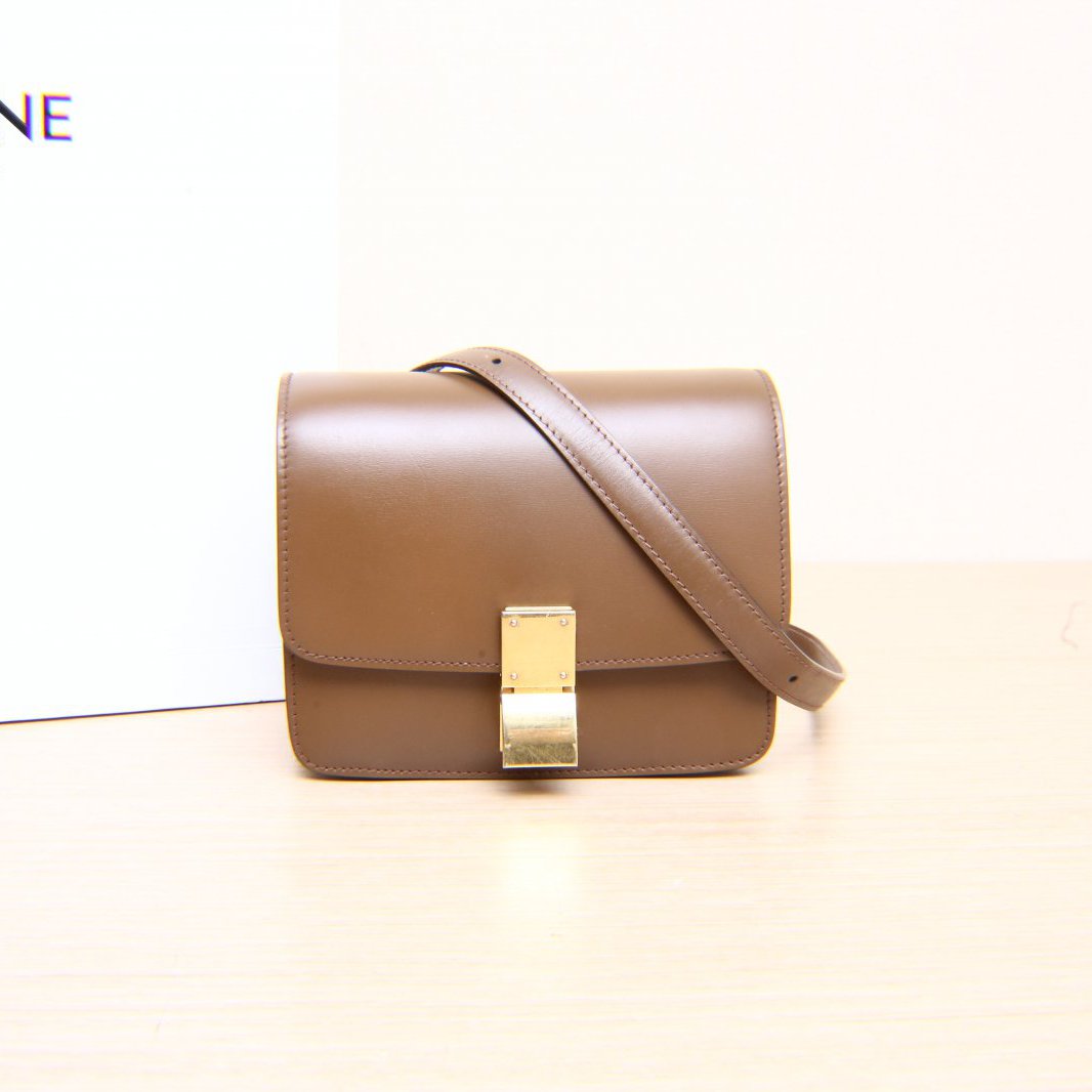 95新 Celine/思琳 小号单肩包 金棕色 皮革C 金扣 P205227162