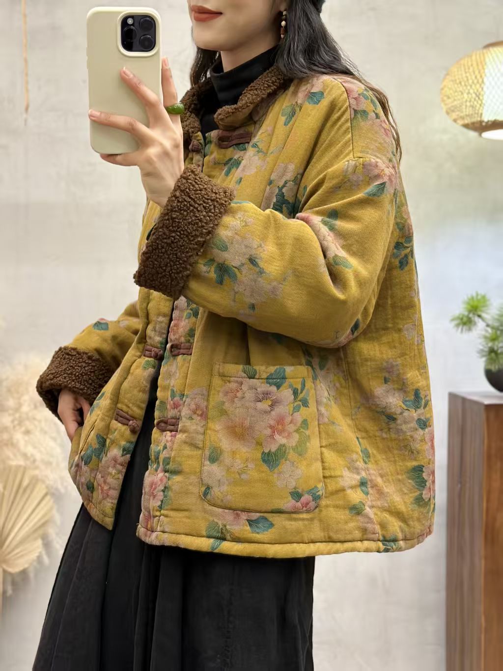 8882秋冬新款时尚气质显瘦遮肉洋气休闲女加厚宽松夹棉小棉袄外套