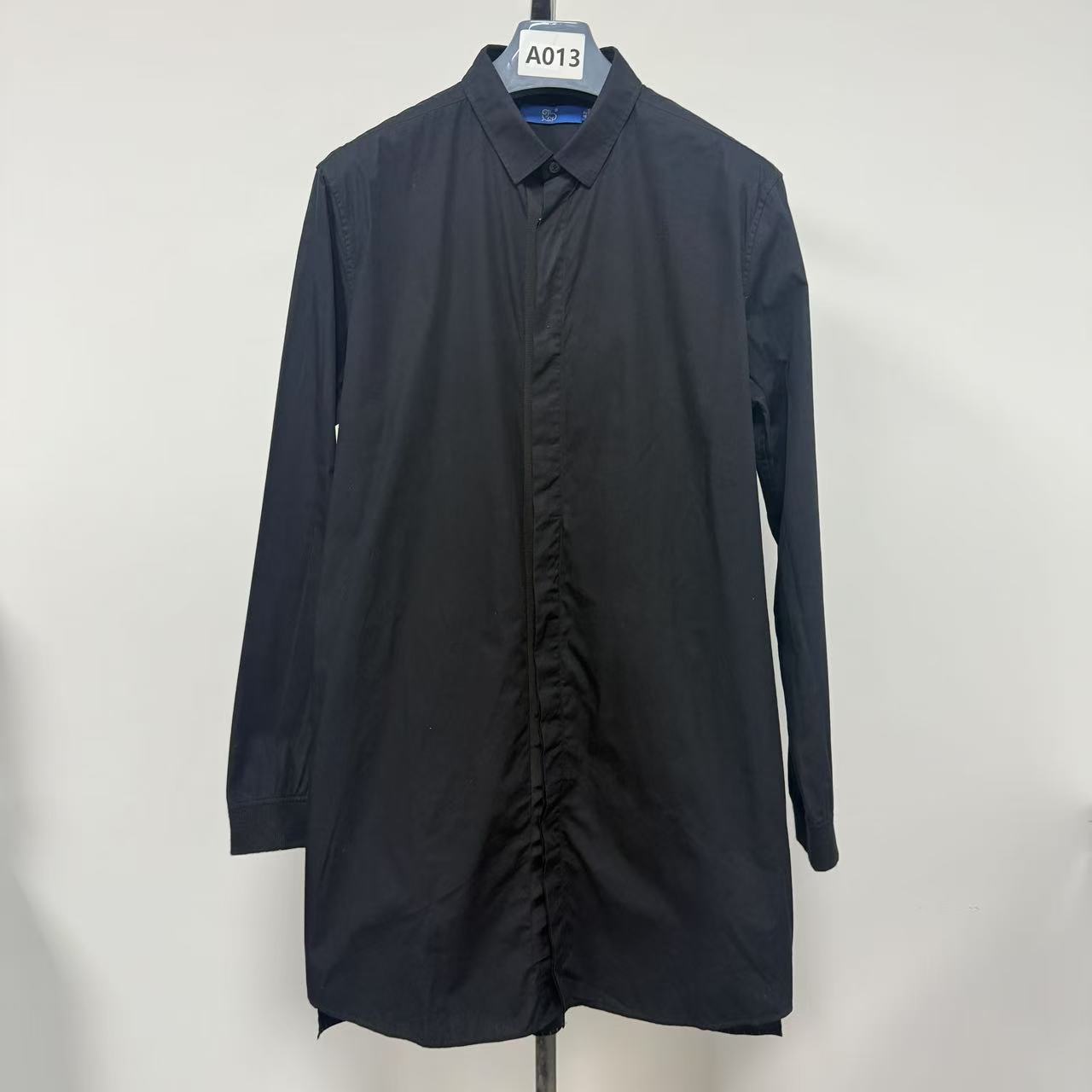 对襟外套长款衬衫拼接连衣裙衬衫领常规款长袖黑色906