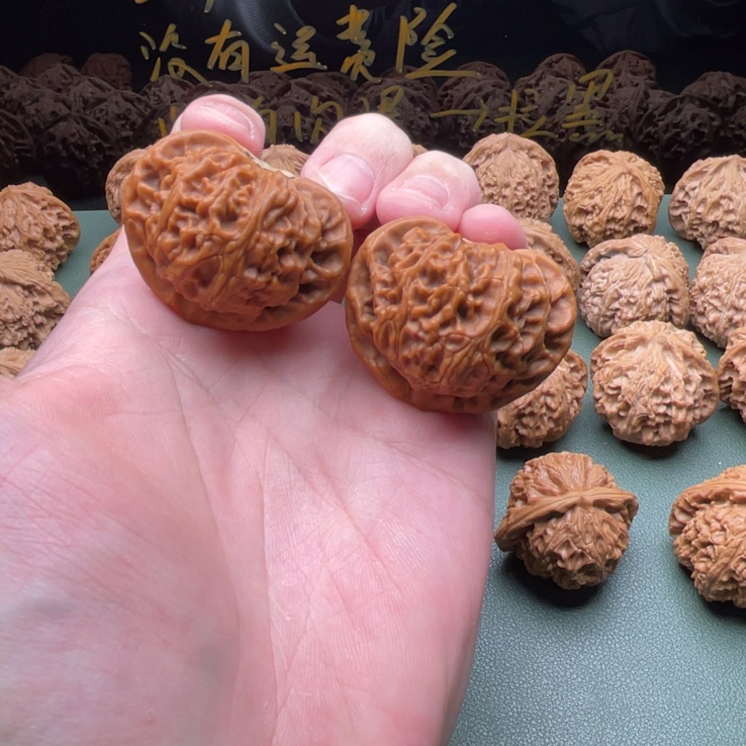 核桃把件与***沟40全品宫灯，已经打底