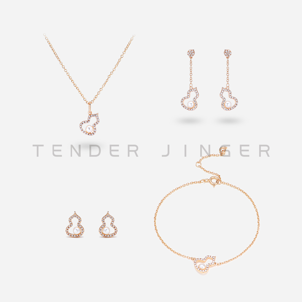 Tender Jinger 铜合金耳饰 新款葫芦满天星珠珠系列项链手链耳环