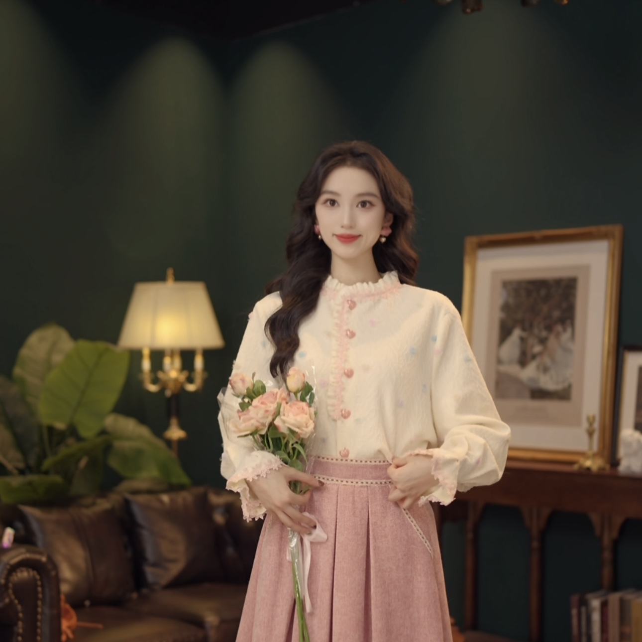 琦琦【糖果爱心】复古港风秋冬厚款休闲百搭衬衫上衣YL5273380