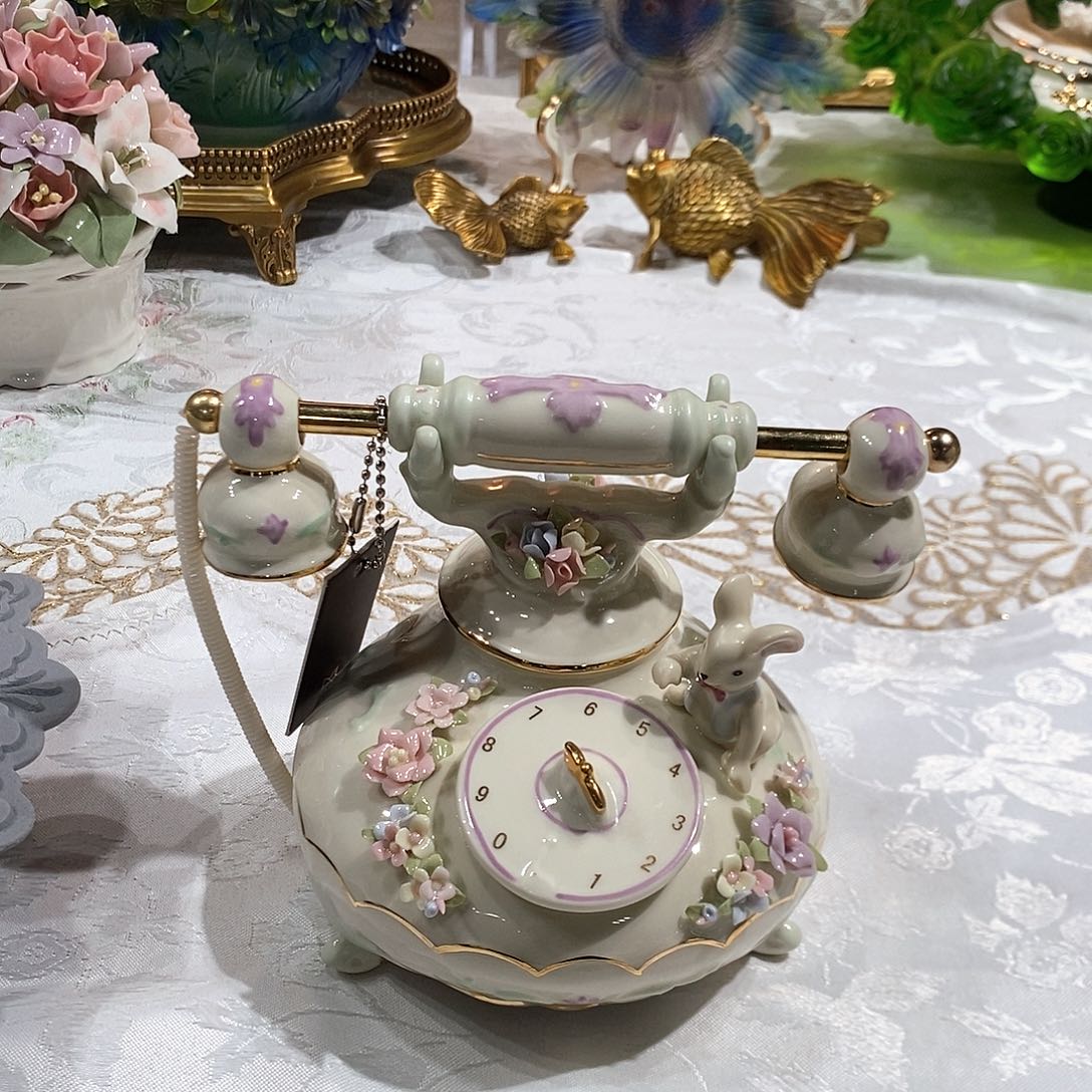 摆件0222骨瓷电话机摆件礼盒装