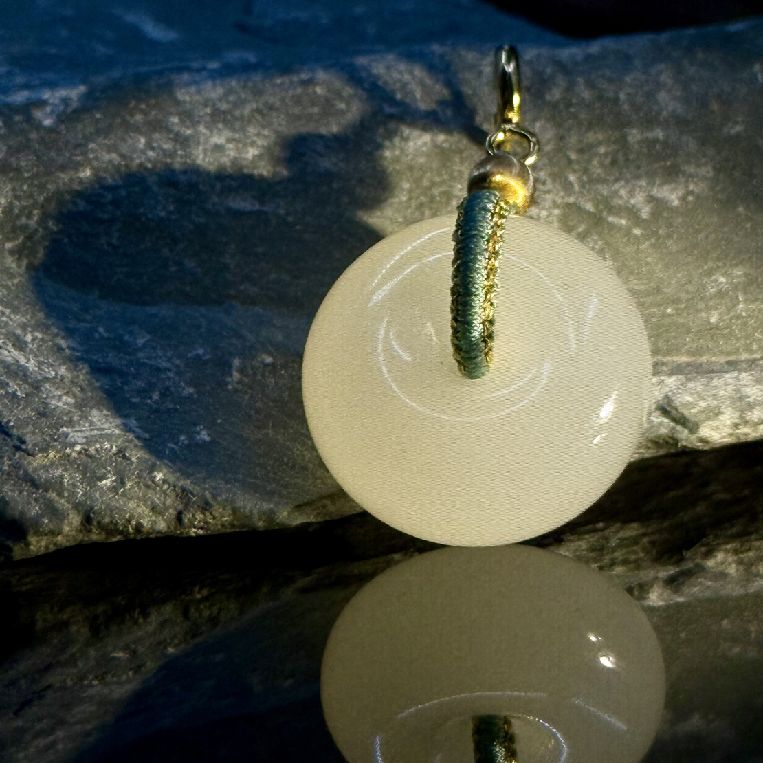 和田玉白玉平安扣吊坠-19*19mm-多样性发其一-hs61-1038