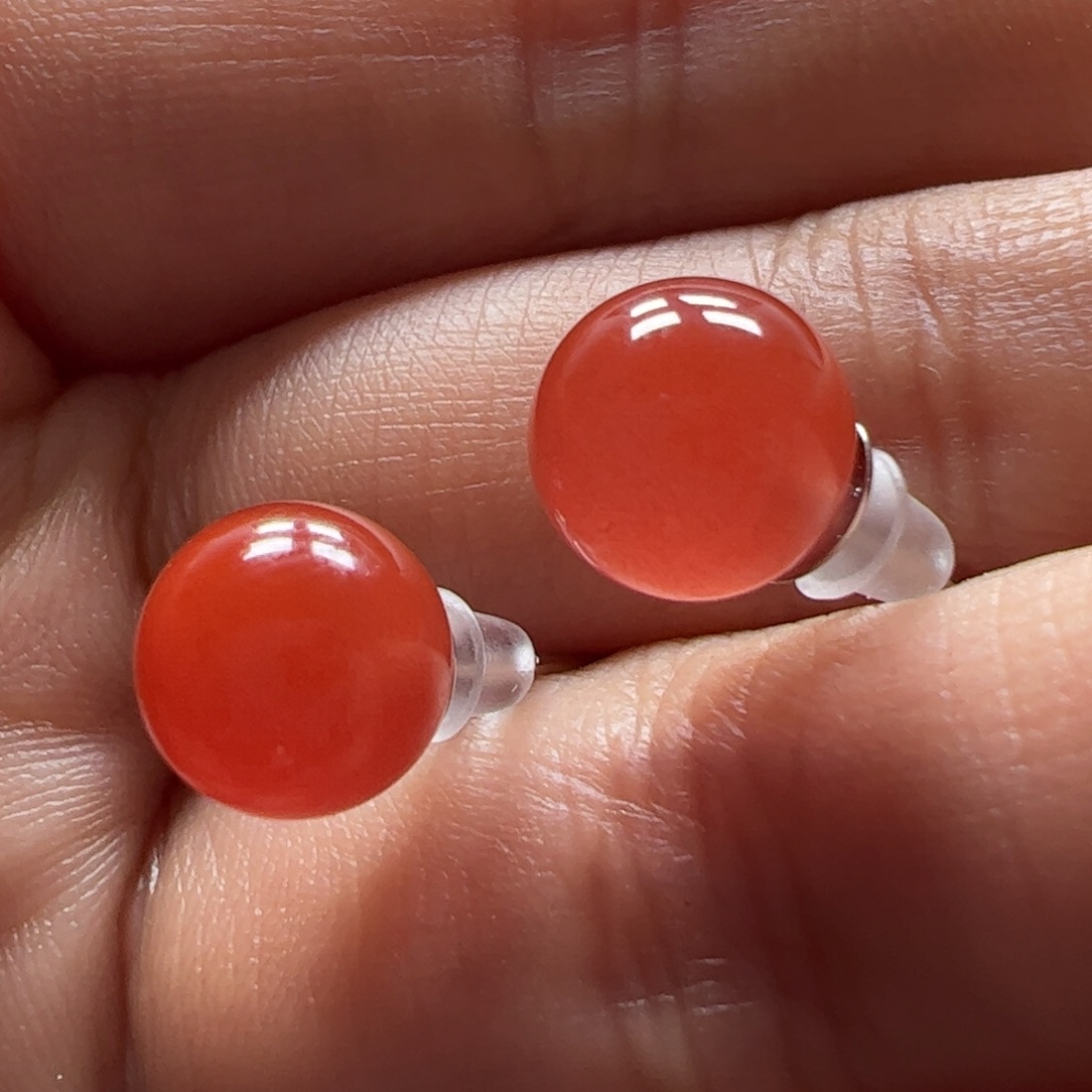 未镶嵌耳钉南红玛瑙