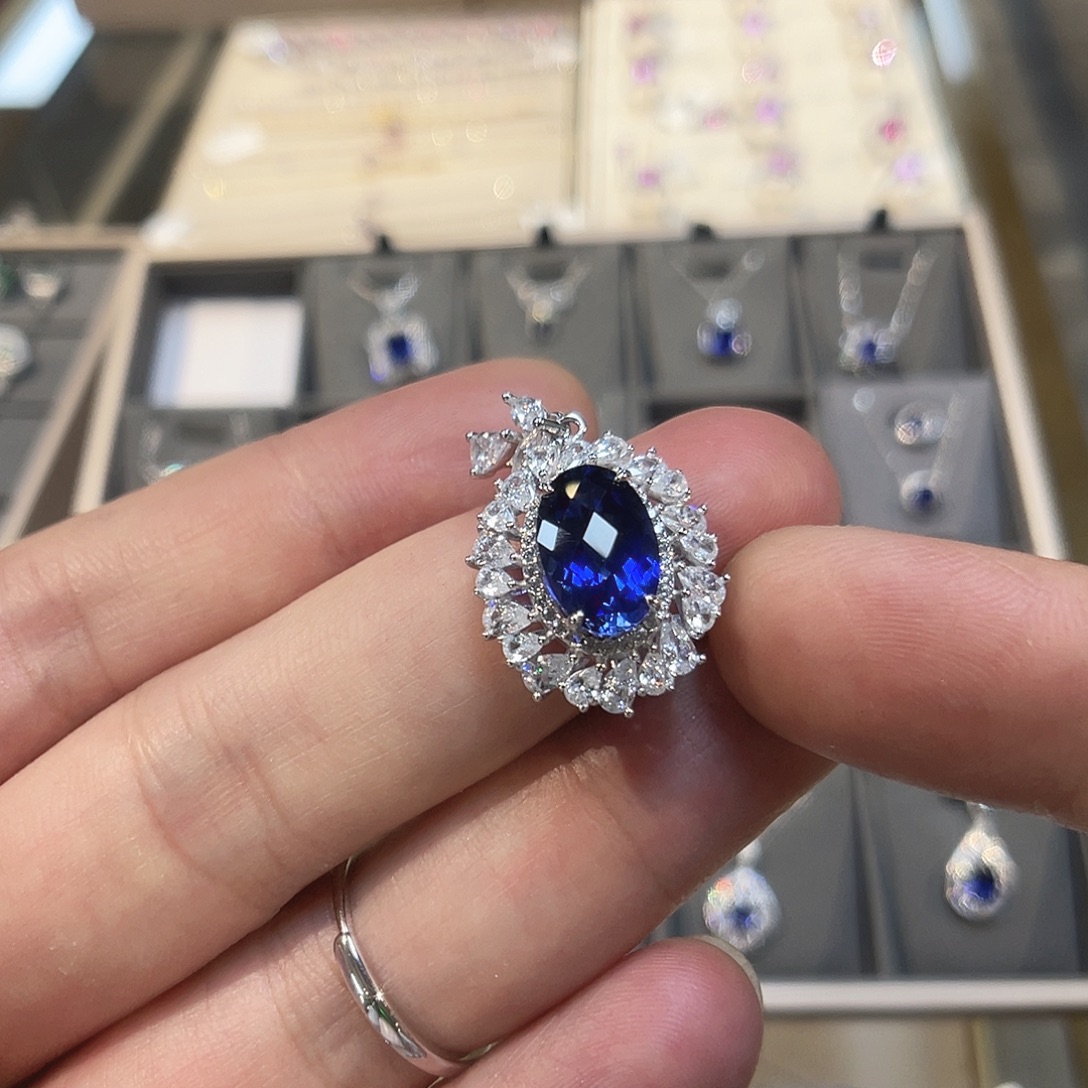 925银培育宝石实心s925银镶