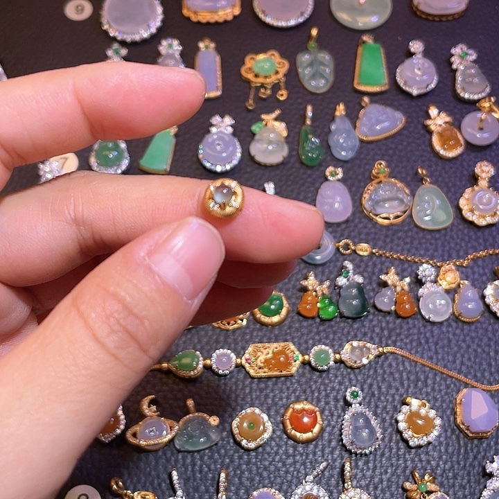 翡翠银S925镶嵌吊坠(不含链)天然翡翠