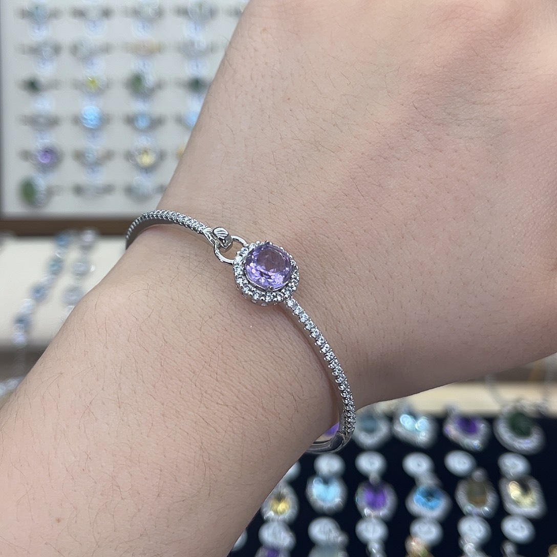 一***日手链银S925镶嵌紫晶