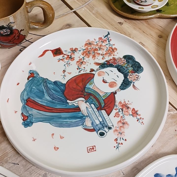 盘幸*景德镇手绘釉下彩手绘