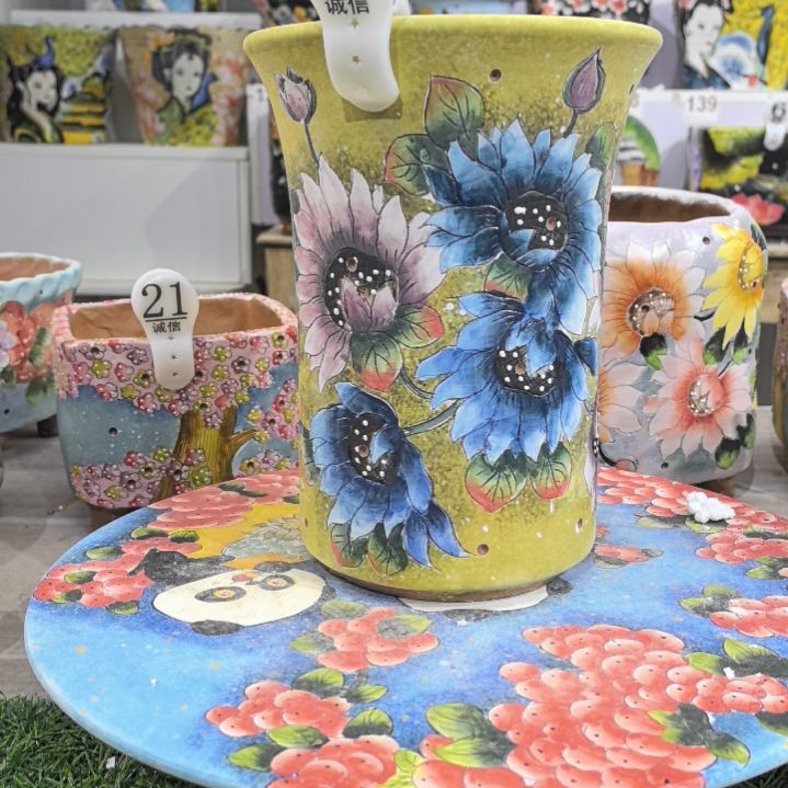 红泥花盆景德镇陶瓷