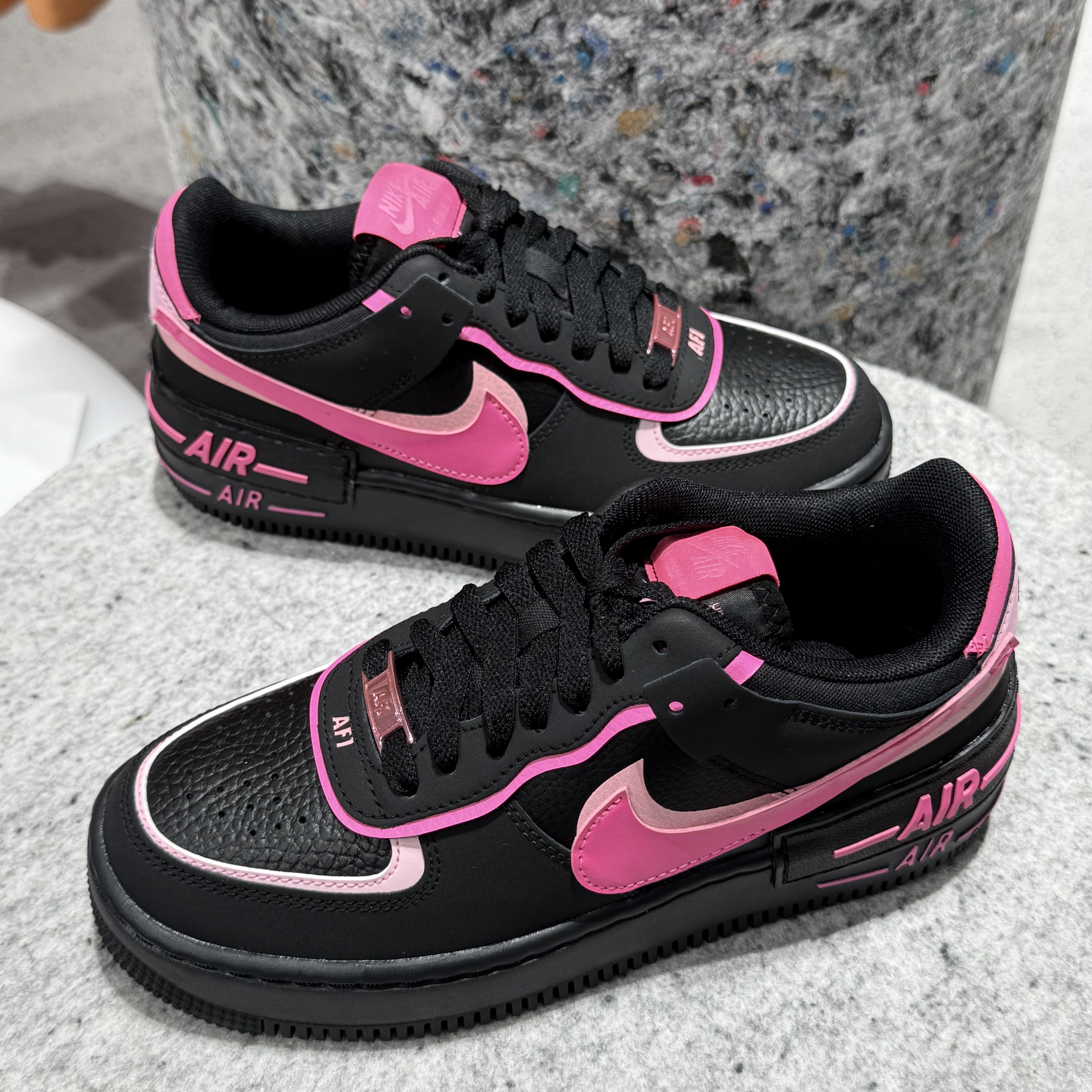 NIKE耐克女子W AF1 SHADOW流光风黑粉黑武士时尚板鞋CI0919-006