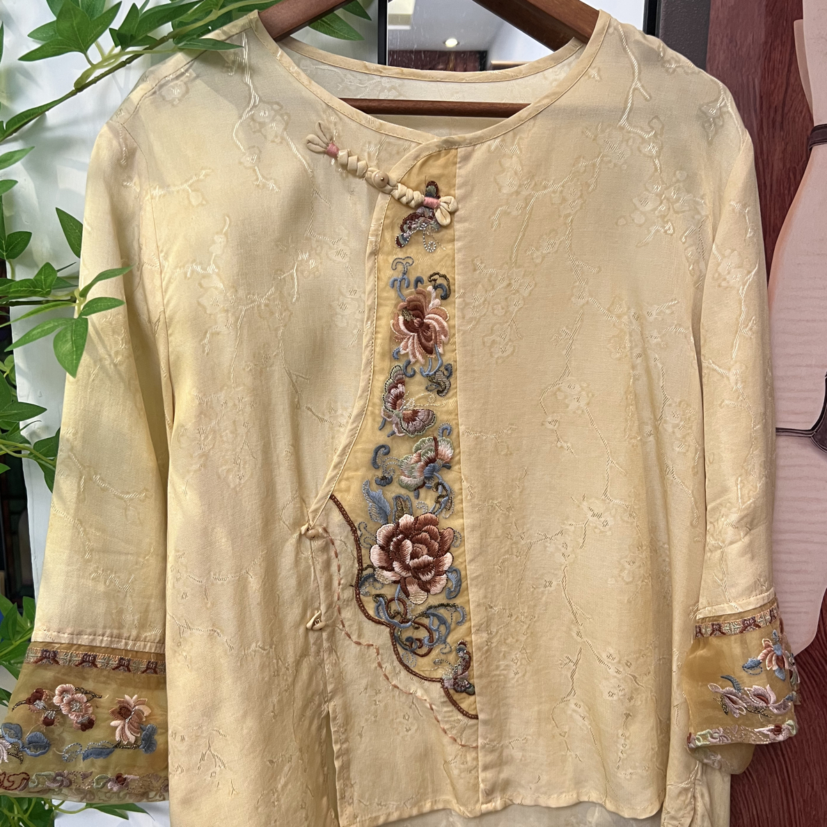 新中式国风复古提花刺绣茶服人丝天丝轻薄透气上衣