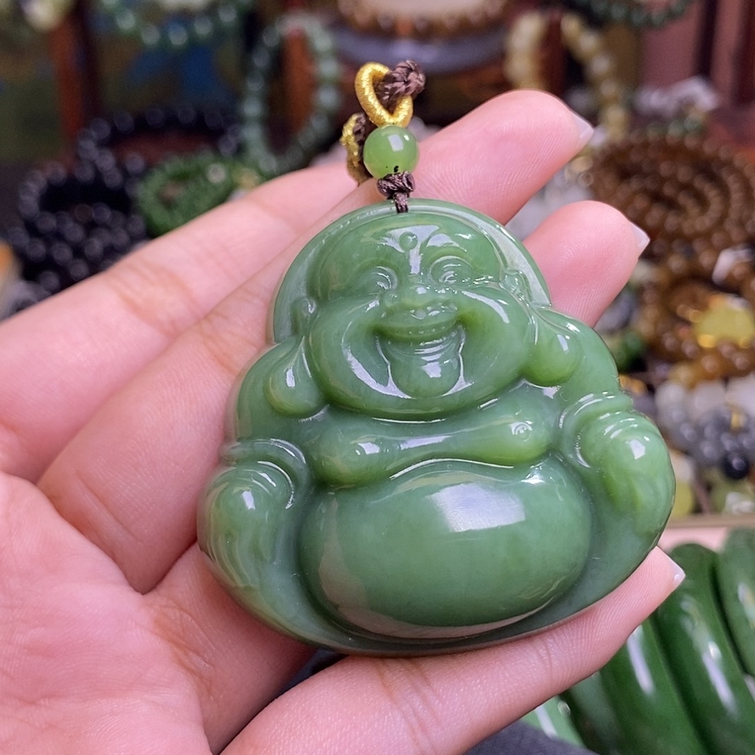 和田玉未镶嵌颈饰碧玉粉青老矿料大佛公