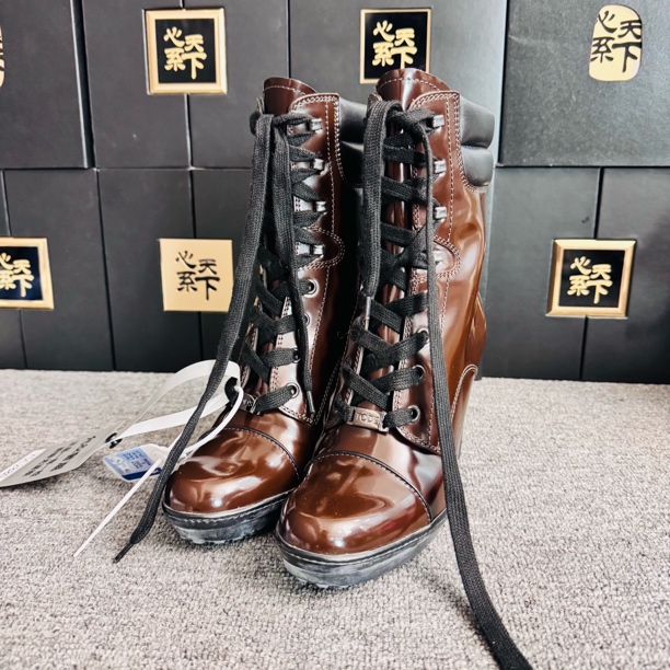 95新 TOD’S/托德斯 漆皮方根中靴36码ysc2880