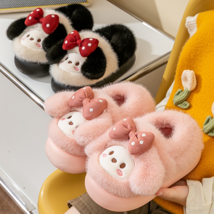 儿童棉鞋秋冬季男童女童包后跟拖鞋卡通兔子可爱风冬季包跟棉鞋