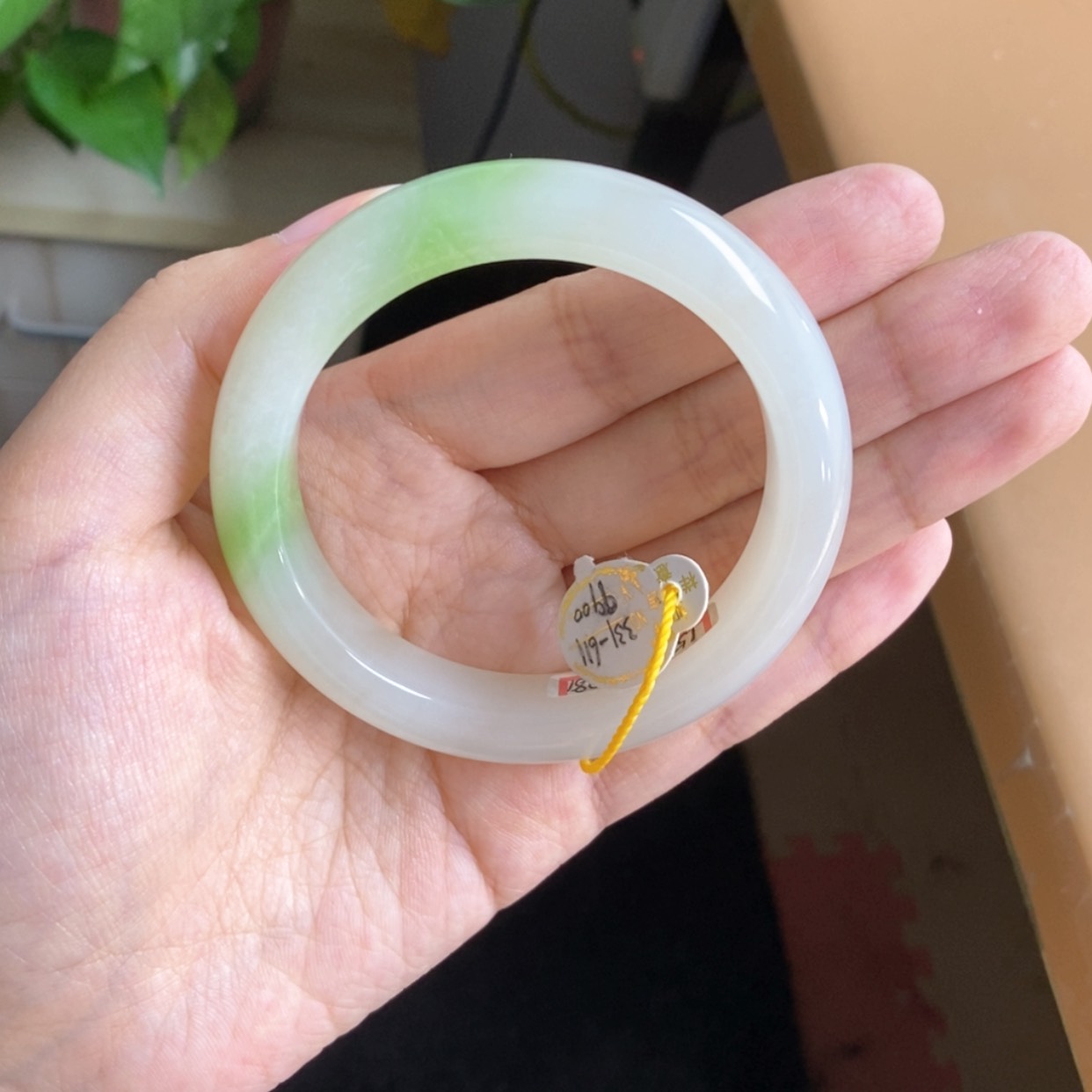 【闪购商品】和田玉（翠青玉）手镯未镶嵌5354双艳翠，冰白