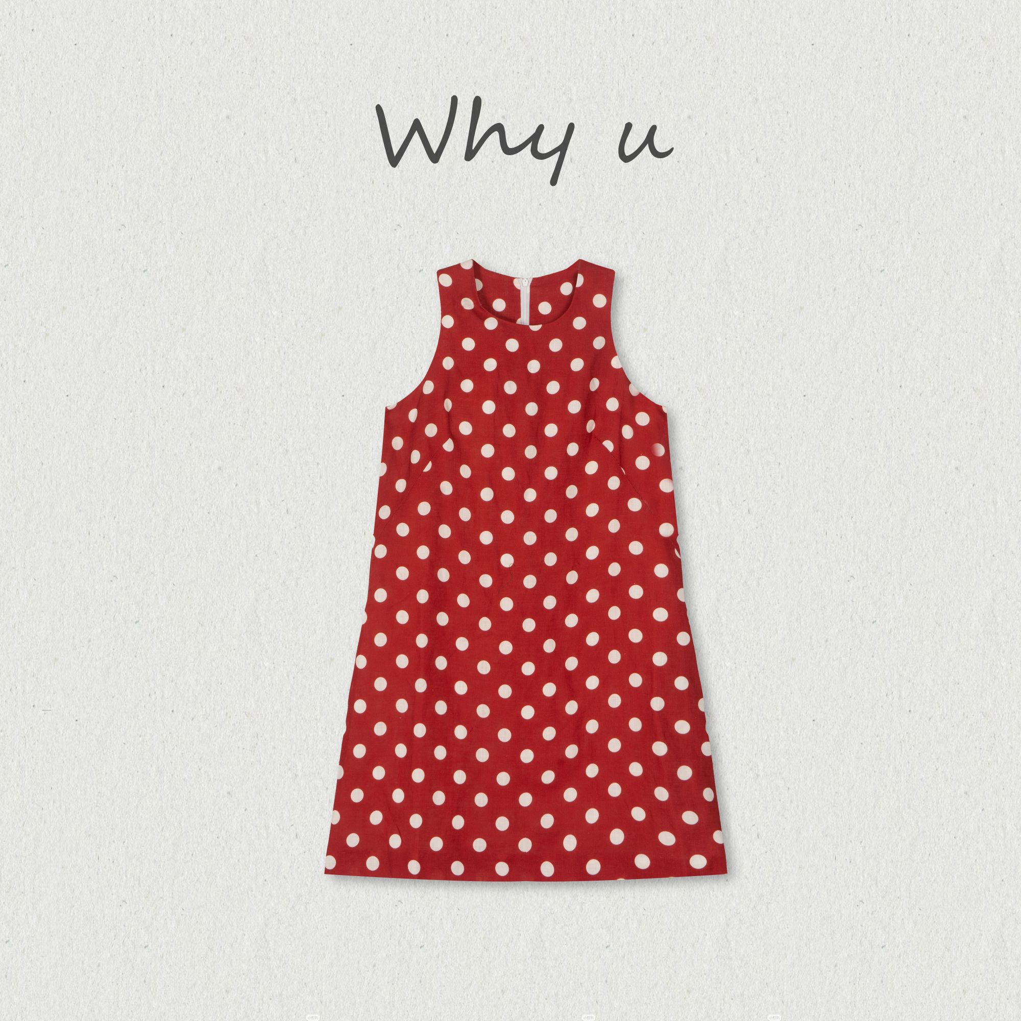 晓晓WHY U- 【米奇】圆领红色波点设计亚麻无袖连衣裙