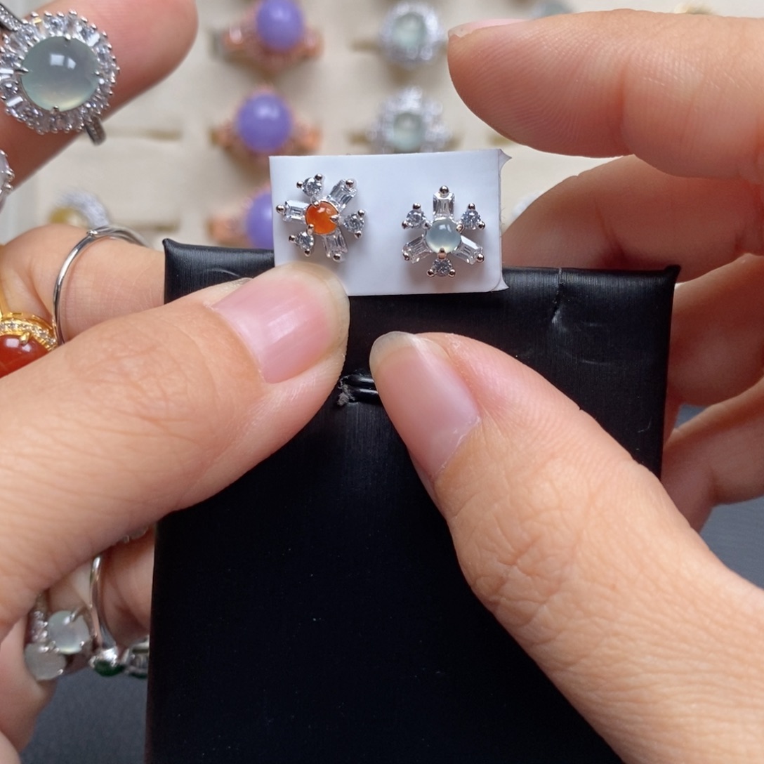 翡翠戒指银S925镶嵌戒指