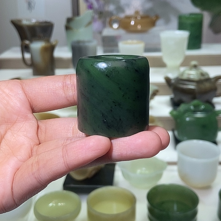 和田玉未镶嵌挂件碧玉扳指