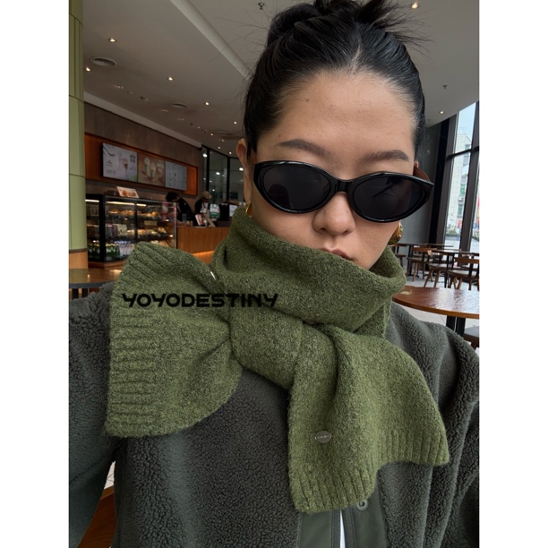 显白极简！欧美韩系ins保暖加厚围巾女百搭氛围感软糯围脖蓝灰棕绿