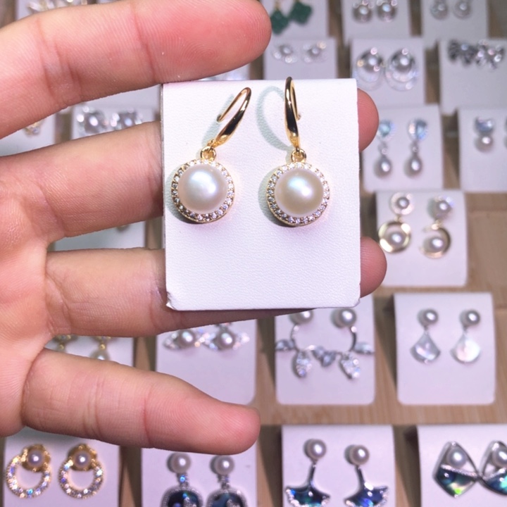 淡水珍珠耳饰银S925镶嵌