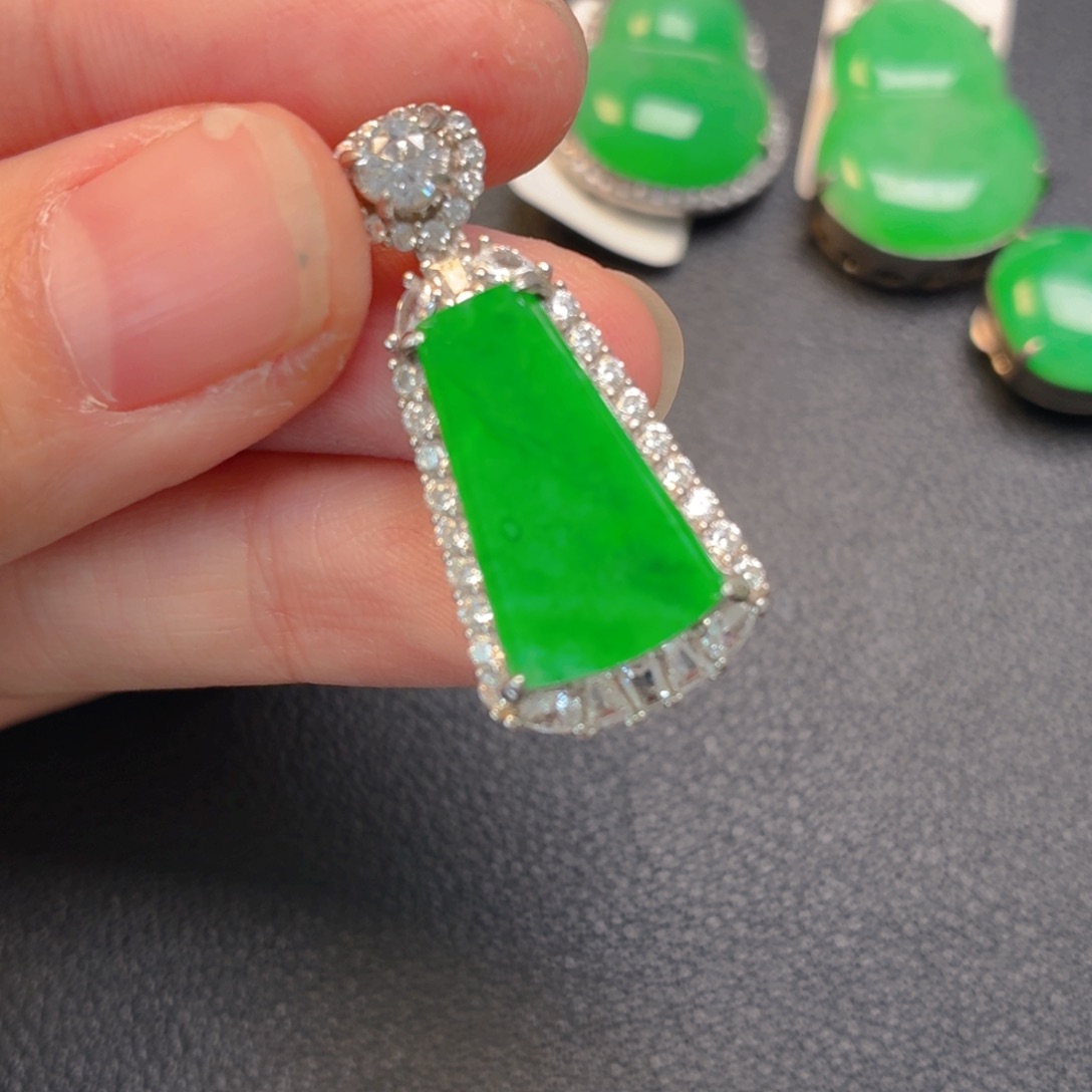 翡翠银S925镶嵌吊坠(不含链)