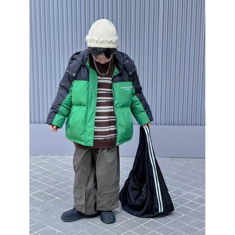501229《现》儿童休闲百搭时尚男童女童连帽可脱卸洋气羽绒服