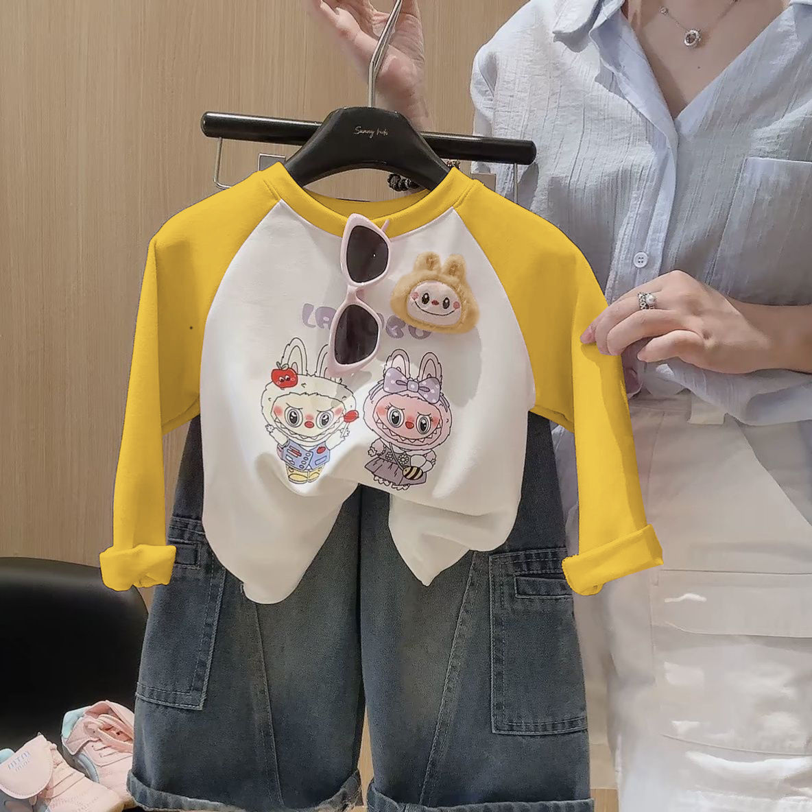 女童秋装拉布布长袖T恤女宝宝秋季卡通印花上衣儿童装可爱打底衫t