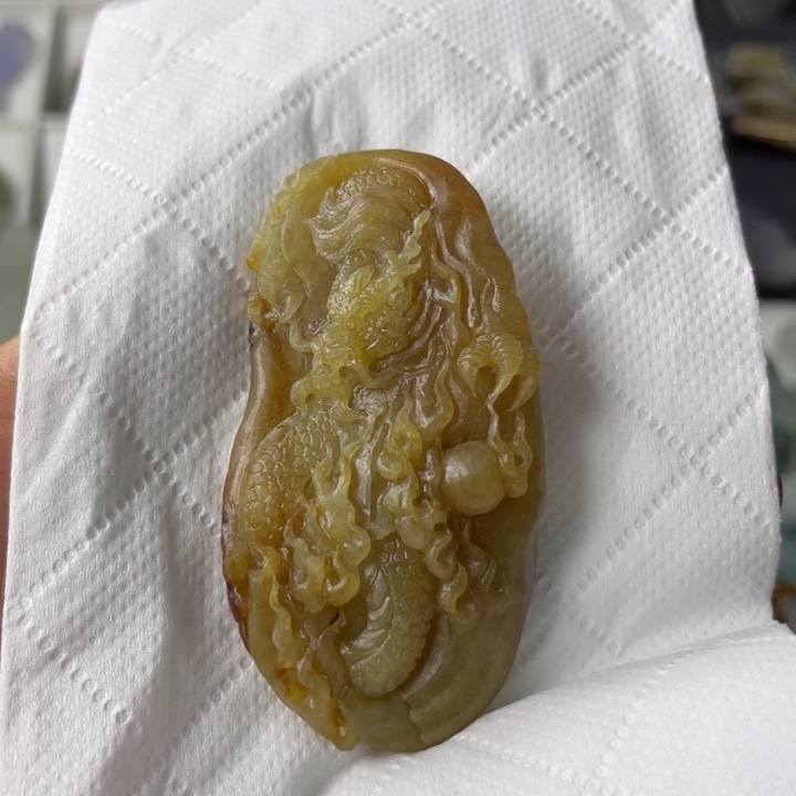 定制翡翠未镶嵌龙牌 毛货 无鉴赏期