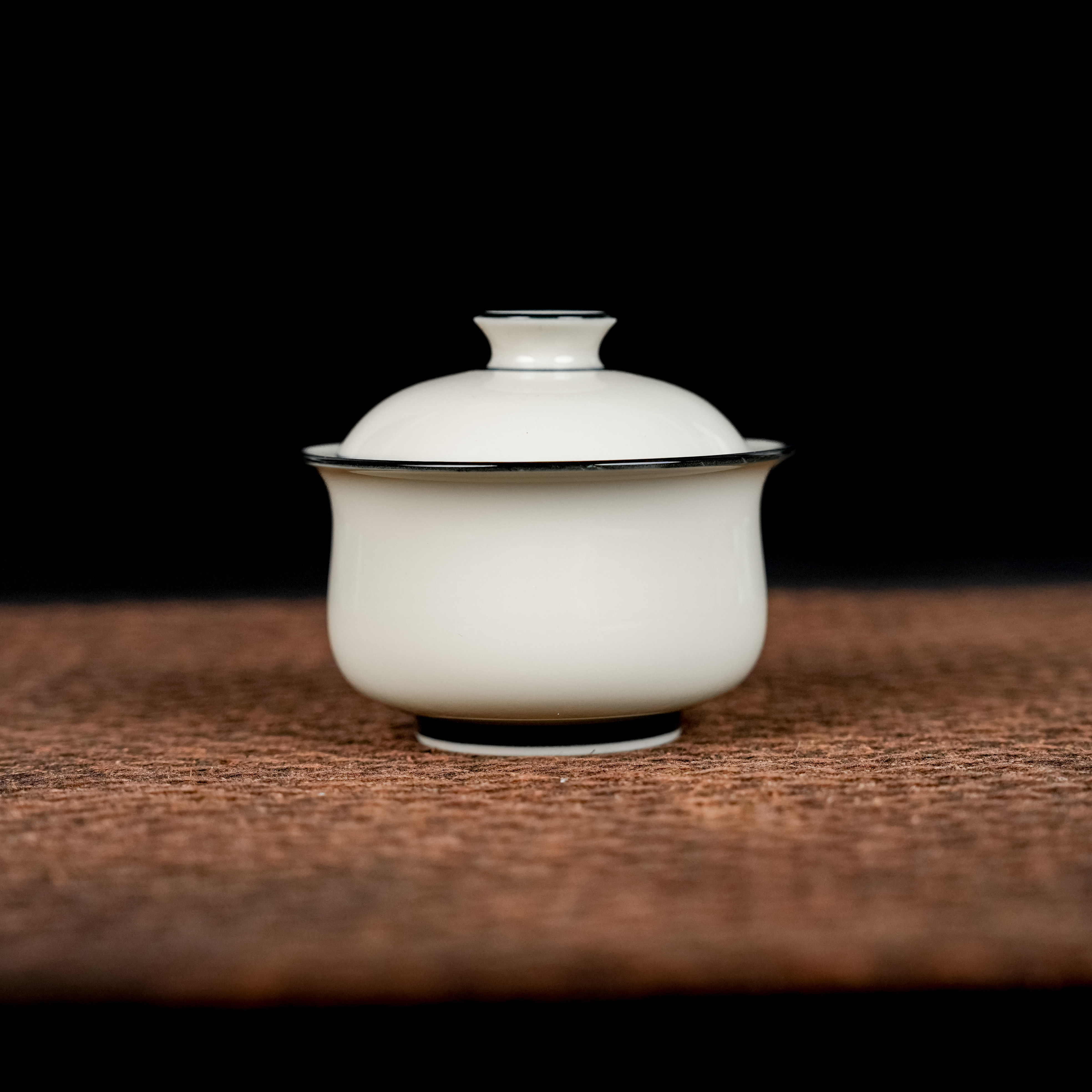 【景墨春风】手工手绘柴窑二号釉素胎布袋盖碗  150ml