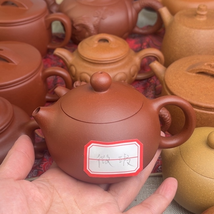 紫砂茶壶原矿红皮龙西施精工半手微瑕150cc