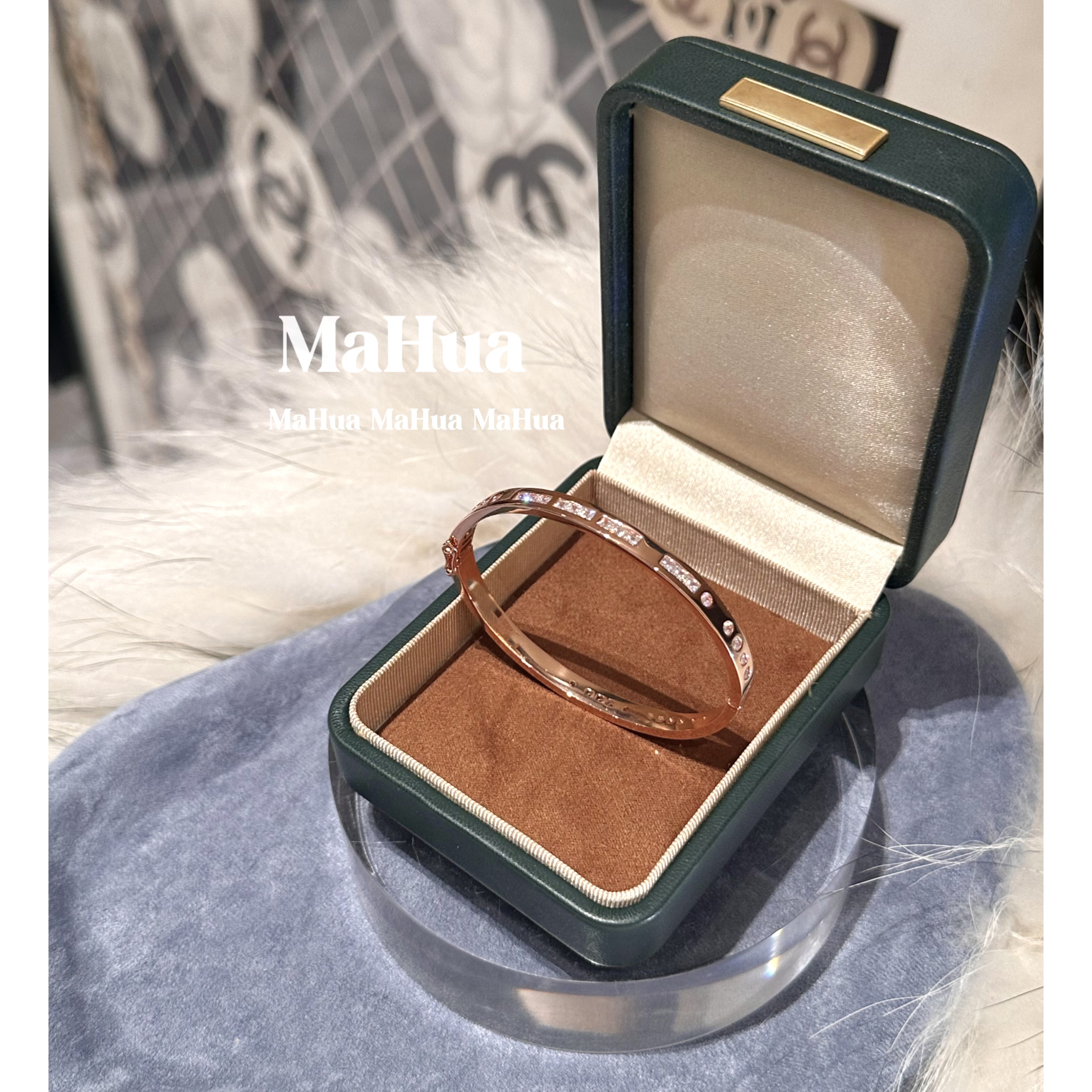 铜合金合成锆石手镯 P2222 气质时尚手镯