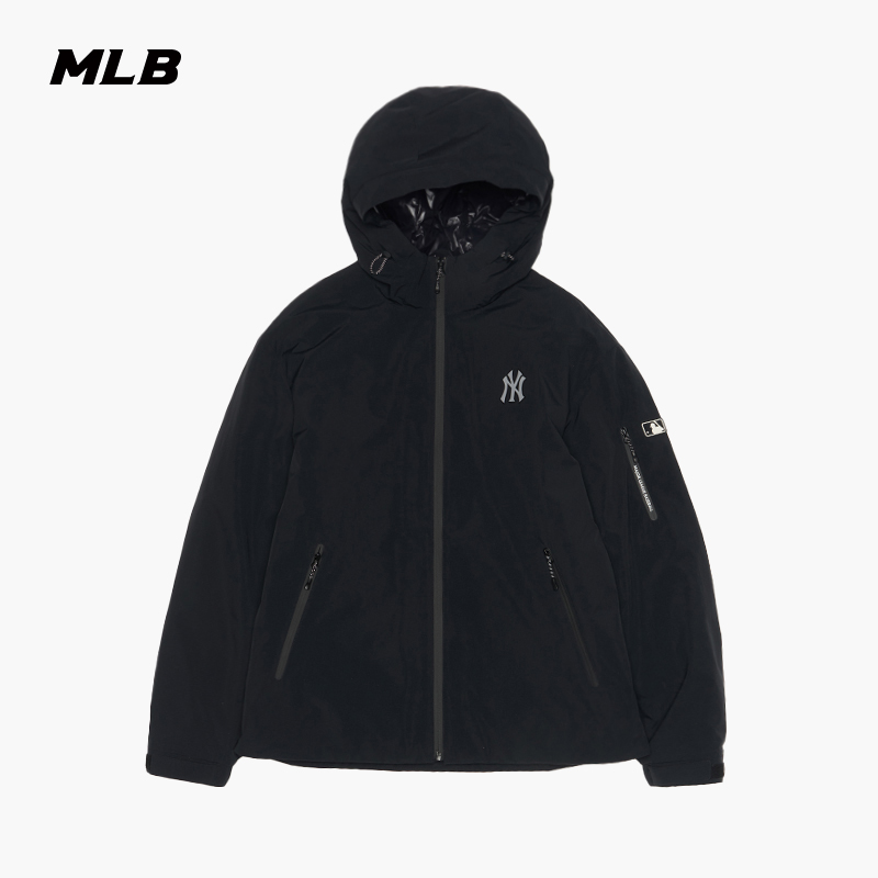 MLB官方 男女情侣纯色百搭防泼水保暖连帽羽绒服25秋冬新款DJB01